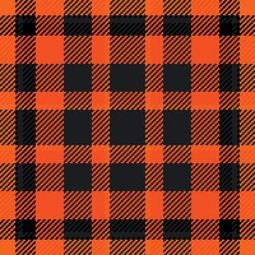 Bold, pixelated plaid pattern in vibrant orange and black. Ideal for retro .. Stock Illustration