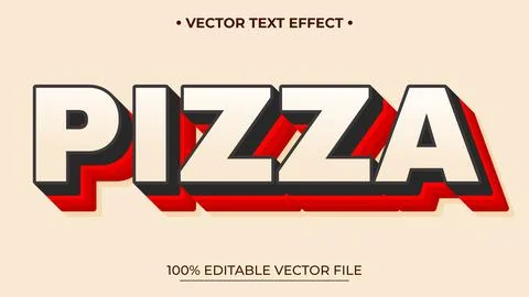 Bold Pizza Text Effect with Red and Black Shadow on Beige Background Stock Illustration