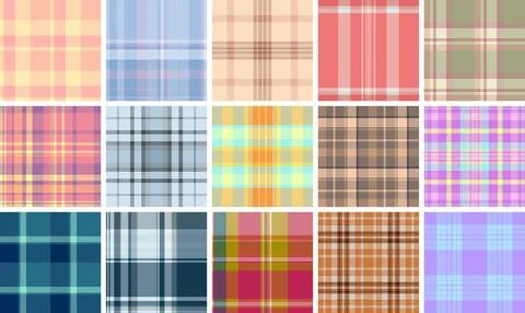 Bold plaid collection optimized for merchandise graphics. The pack supports a Stock Illustration