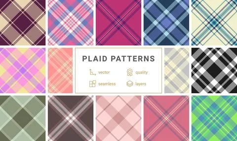 Bold plaid collection optimized for merchandise graphics. The pack supports.. Illustrazione stock