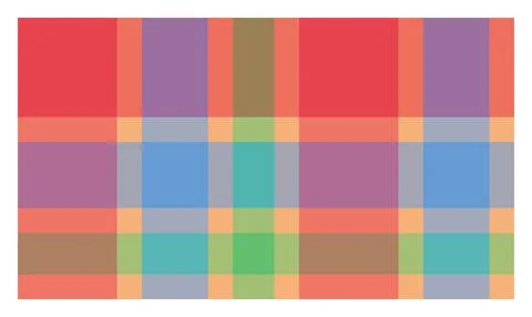 Bold plaid pattern featuring large intersecting blue orange red and purple .. Illustrazione stock