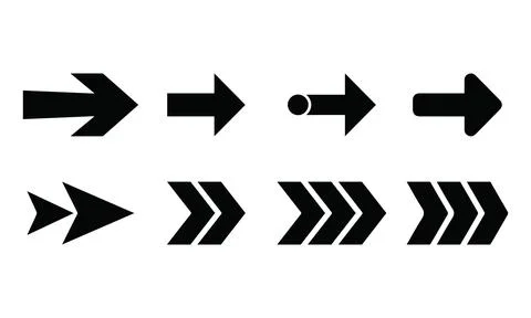 Bold Pointer and Chevron Arrow Set - Speed and Next Indicators 库存插图