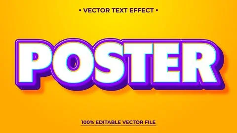 Bold Poster Text Effect with Purple, White, and Cyan Accents on Yellow Back.. Illustrazione stock