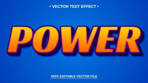 Bold Power Text Effect with Orange Texture and Purple Outline on Blue Backg.. Stock Illustration