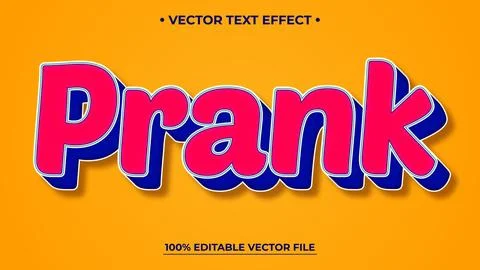 Bold Prank Text Effect with Pink and Blue on Yellow Background, Editable Vect Stock Illustration