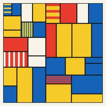 Bold primary colors abstract composition with yellow blue and red blocks fo.. Stock Illustration
