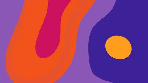 Bold purple background with flowing orange and pink curves intersecting a sol Иллюстрация
