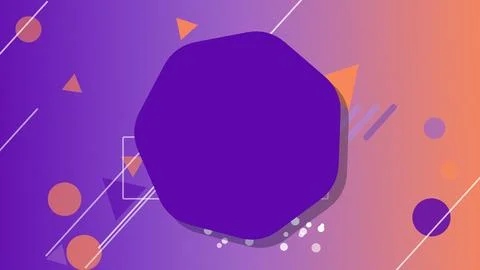 A bold purple round speech bubble overlays an orange-to-purple gradient, su.. Stock Illustration
