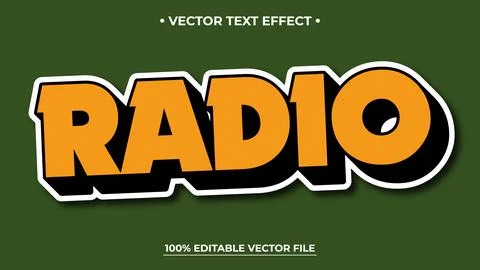 Bold Radio Text Effect with Orange and Black Colors on Green Background Illustrazione stock