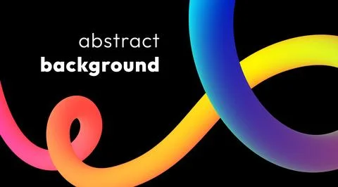 Bold rainbow color gradient wavy line on black Stock Illustration