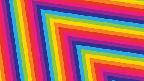 Bold rainbow geometric bands form nested angular corners creating a vibrant Stock Illustration