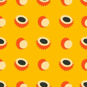 Bold Rambutan Tropical Print Pattern Stock Illustration
