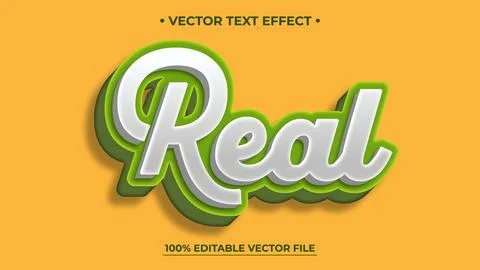 Bold "Real" Text Effect with Green and White Layers on Orange Background Stock Illustration