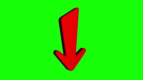 Bold red 3d arrow pointing downward animation on green screen Stock Footage 314510461