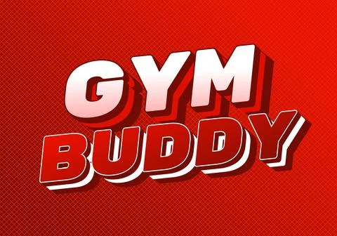 Bold red 3d gym buddy text text on textured red background Stockillustratie