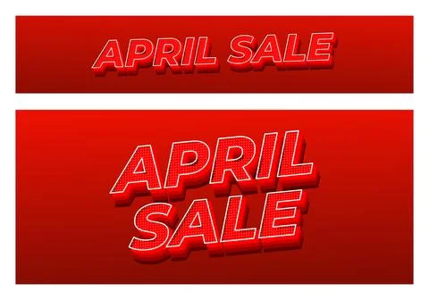 Bold red 3d text reading APRIL SALE on gradient red background, top banner .. イラスト素材