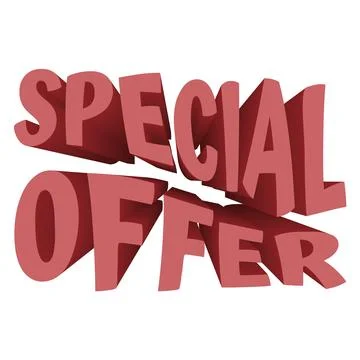 Bold red 3d text special offer announcement Stock Illustration