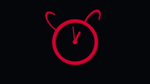 Bold Red Alarm Clock Icon with 3D Shadow on a Dark animation Background tim.. Stock Footage 321587722