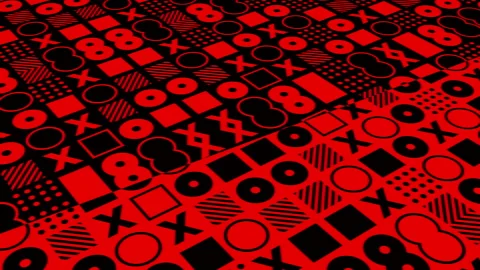 Bold Red and Black animation with grids, circles, and intersecting shapes Stock Footage 299880440