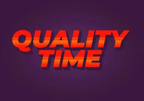 Bold red and orange text saying quality time on purple background Stock Illustration