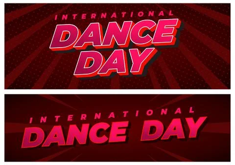 Bold red and pink retro banners reading international dance day with 3D blo.. Stock Illustration