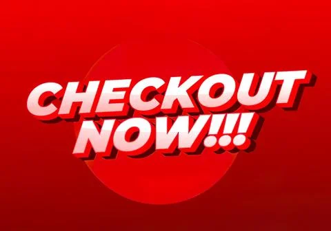 Bold red and white checkout now sign for shopping Stock Illustration