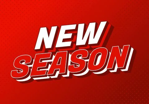 Bold red and white text reading New Season on red background. Stock Illustration
