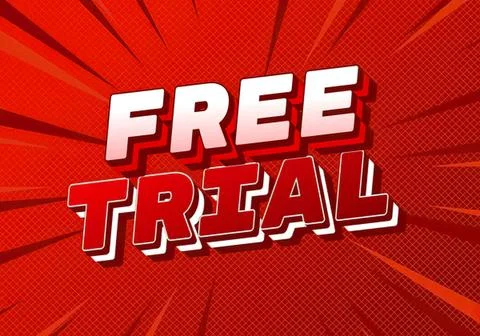 Bold red and white text free trial on red background Stock Illustration