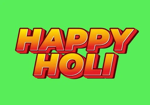 Bold red and yellow 3d text reading happy holi on bright green background, .. Stock Illustration