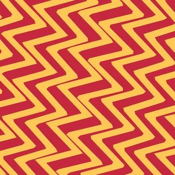 Bold Red and Yellow Retro Zigzag Geometric Seamless Pattern Background Stock Illustration