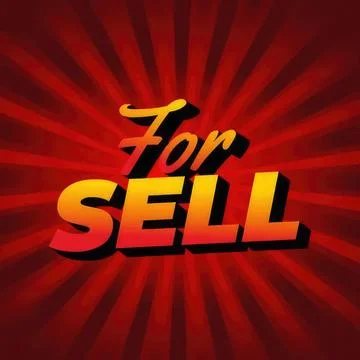 Bold red and yellow text for sell sign with dynamic background Stock Illustration