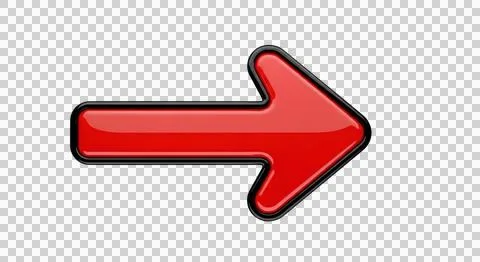 A bold red arrow pointing to the right on a white background isolated on tr.. Stock Photos