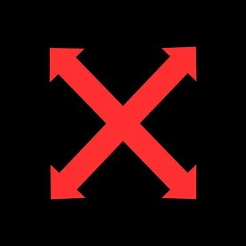 Bold red arrows forming an x shape on a stark black background Illustrazione stock