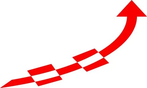 Bold red checkered upward arrow vector for success, progress Illustrazione stock