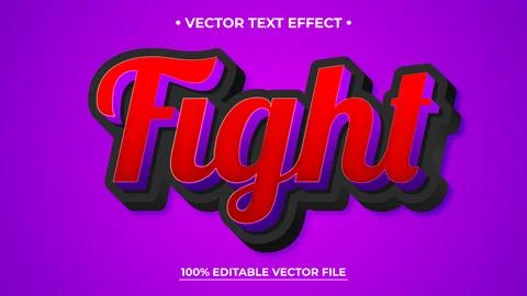 Bold Red Fight Text Effect with Shadow on a Purple Background Stock Illustration