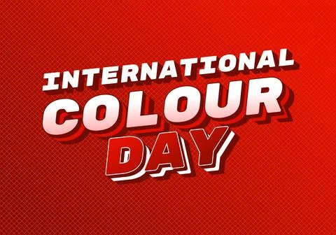Bold red graphic with 3D white and red text reading international colour da.. Illustrazione stock