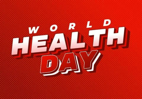 Bold red graphic reading world health day in 3D block letters with halftone.. 스톡 일러스트