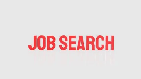 Bold Red Job Search Text On Clean Background Career Opportunity Concept 3d .. Stock Illustration
