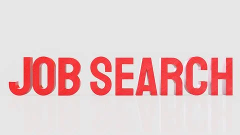 Bold Red Job Search Text On Clean Background Career Opportunity Concept 3d .. Stock Illustration
