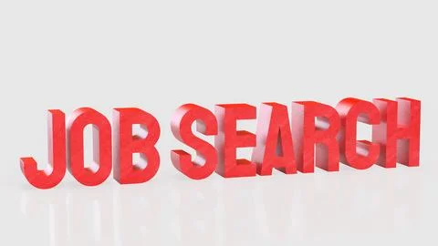 Bold Red Job Search Text On Clean Background Career Opportunity Concept 3d .. Stock Illustration
