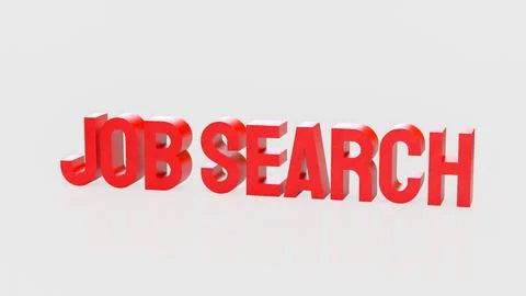 Bold Red Job Search Text On Clean Background Career Opportunity Concept 3d .. Stock Illustration