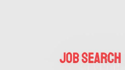Bold Red Job Search Text On Clean Background Career Opportunity Concept 3d .. Stock Illustration