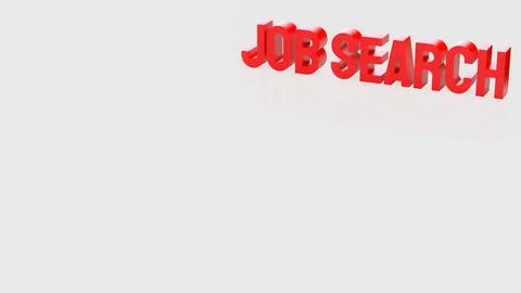 Bold Red Job Search Text On Clean Background Career Opportunity Concept 3d .. Stock Illustration