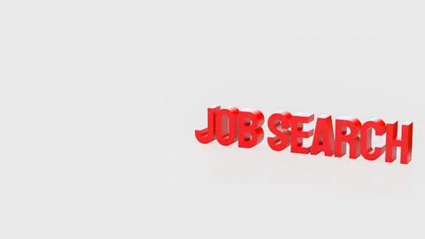 Bold Red Job Search Text On Clean Background Career Opportunity Concept 3d .. Stock Illustration