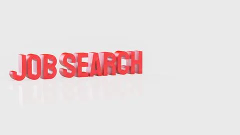 Bold Red Job Search Text On Clean Background Career Opportunity Concept 3d .. Stock Illustration