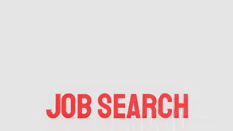 Bold Red Job Search Text On Clean Background Career Opportunity Concept 3d .. Stock Illustration