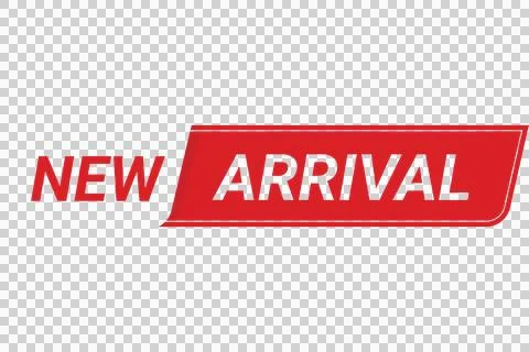 Bold red new arrival sign with white text Stock Illustration