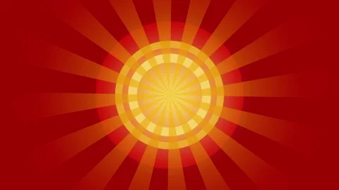 Bold Red Orange Sunburst Glowing Sun Effect Stock Footage 336837638