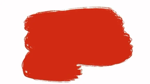 Bold red paint stroke with rough textured edges on white background Stock Footage 316217389