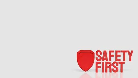 Bold Red Safety First Sign with Protective Shield and Copy Space 3d render. Stock Illustration